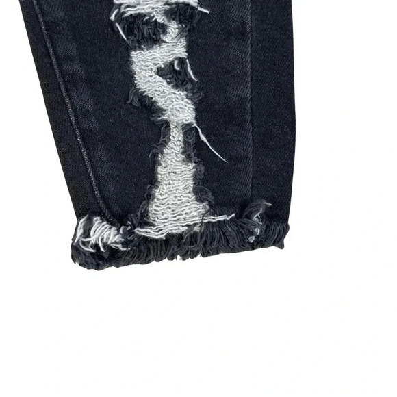 KanCan Kan Can Black Distressed Mid Rise Skinny Jeans with raw hem. Size 3/25 - Picture 3 of 9
